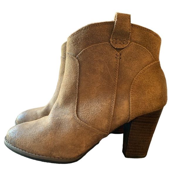 Clarks Indigo Cognac Western Suede Ankle Boots Sz 7 - Picture 4 of 8